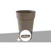 Image de Pot de fleur rond Toscane Ø 44 x H.53 cm Taupe + Soucoupe - Eda