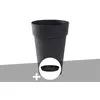 Image de Pot de fleur rond Toscane Ø 44 x H.53 cm Anthracite + Soucoupe - Eda