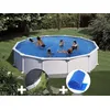 Image de Kit piscine acier blanc Gré Atlantis ronde 5,70 x 1,32 m + Bâche hiver + Bâche à bulles