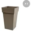 Image de Lot de 2 pots de fleur carré Toscane 39 x H.65 cm - Taupe