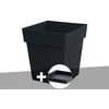 Image de Pot de fleur carré Toscane 39 x H.39 cm Anthracite + Soucoupe - Eda