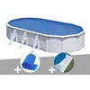 Image de Kit piscine acier blanc Gré Fidji ovale 5,27 x 3,27 x 1,22 m + Bâche à bulles + Tapis de sol