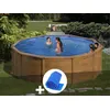 Image de Kit piscine acier aspect bois Gré Mauritius ronde 3,70 x 1,32 m + Bâche à bulles