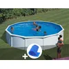 Image de Kit piscine acier blanc Gré Fidji ronde 5,70 x 1,22 m + Bâche à bulles