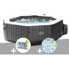 Image de Kit spa gonflable Intex PureSpa Carbone octogonal Bulles et Jets 4 places + 12 filtres + 5 kg de sel