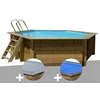 Image de Kit piscine bois Gré Vanille 2 Ø 4,00 x 1,19 m + Bâche hiver + Bâche à bulles