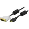 Image de Deltaco HDMI-113 - 3 m - HDMI - DVI-D - Or - Noir - Blanc - Mâle/Mâle (3 m), Câble vidéo, Blanc, Noir
