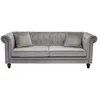 Image de Canape droit ebuy24 3 places en velours gris 217 x 217 x 80 cm