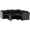Image de Venture Home - Ensemble canapé d'angle et table basse en résine tressée Haiti noir