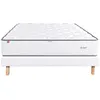 Image de Ensemble Matelas 160x200 cm, Iris, 20 cm, mémoire de forme, ferme, face été/hiver + sommier blanc ep 13cm