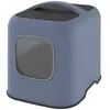 Image de ROTHO - Maison toilette pour chat 51 x 39 x 40 cm - Bac à litière - Bleu Horizon blanc