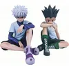 Image de 2 personnages anime Killua Zoldyck Action Figure Gon Freecss Marque Générique, modèle assis, figurine en PVC, décoration de collection, cadeau pour les fans d’anime, 12 cm Marque Générique
