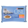 Image de 4x85g Purina One Pelage & Boules de Poils poulet, saumon - Pâtée pour chat