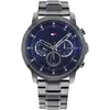 Image de Tommy Hilfiger, Montre, Jameson, Gris, Bleu, Argent, (Chronographe, Horloge analogique, 46 mm)