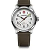 Image de WENGER TERRAGRAPH Boîtier en Acier Inoxydable Bracelet en Cuir Blanc Marron Quartz 100m Étanche Analogique Montre Homme, (316L), Cadran, Bracelet, Mouvement, Résistant, [ ]