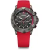 Image de Montre Analogique Quartz WENGER SEAFORCE CHRONO avec Boîtier en Acier Inoxydable Noir Glacé Rouge Silicone 200m Étanche Noir Homme (316L), Cadran, Bracelet, Résistance,