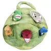 Image de Peluche dinosaure avec dinosaures - Cinq (5) dinosaures en peluche dans un étui de transport en forme de dinosaure