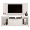 Image de Meuble TV Mural 55 Pouces Blanc 5 Niches Roulettes L 173 H 160.5 P 38.5 cm - L 173 x l 38.5 x H 160.5 cm