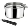 Image de Malice - Série de 3 casseroles 16/18/20cm inox avec poignée noire