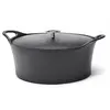Image de Volcan - Cocotte Ovale 35cm fonte de fer émaillée noire avec couvercle