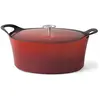 Image de Volcan - Cocotte Ovale 35cm fonte de fer émaillée rouge avec couvercle