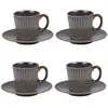 Image de Coffret de 4 tasses à café avec sous tasses Liv bleu 22 cl