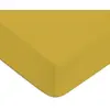 Image de Drap housse en coton 57 fils uni bonnet 25cm jaune moutarde 80x200cm