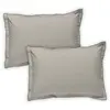 Image de Lot de 2 taies d'oreiller unies en coton finition bourdon beige 50x70cm