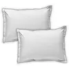 Image de Lot de 2 taies d'oreiller unies en coton finition bourdon blanc 50x70cm