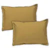 Image de Lot de 2 taies d'oreiller unies en coton finition bourdon miel 50x70cm