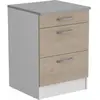 Image de Tbs Meuble bas de cuisine 3 tiroirs - Chêne