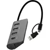 Image de TNB HUBUSB4ALUC Hub 4 en 1 USB A USB C 3.0 aluminium gris fonce