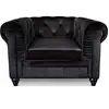 Image de Fauteuil Design Velours Chesterfield 111cm Noir