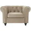 Image de Fauteuil Design Velours Chesterfield 111cm Taupe