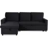 Image de Canapé d'Angle Gauche Convertible Minera 215cm Noir
