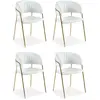 Image de Lot de 4 Chaises en Bouclette Batora 79cm Crème & Or
