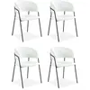 Image de Lot de 4 Chaises en Bouclette Batora 79cm Crème & Noir