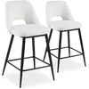 Image de Lot de 2 Chaises de Bar Bouclette 92cm Crème & Noir