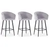 Image de Lot de 3 Chaises de Bar en Velours Kandi 106cm Argent