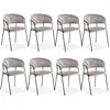 Image de Lot de 8 Chaises en Velours Batora 79cm Taupe & Noir