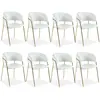 Image de Lot de 8 Chaises en Bouclette Batora 79cm Crème & Or