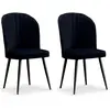 Image de Lot de 2 Chaises Matelassées en Velours Carmela 87cm Noir