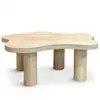 Image de Table Basse Effet Travertin Nuage 100cm Beige