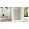 Image de PA92 Porte de douche coulissante 170 cm droite avec panneau fixe cadre blanc