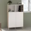 Image de Buffet haut MORPHOS - L 83,7 x P 40 x H 135 cm - Finition chêne blanc - 2 portes - PARISOT