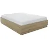 Image de Lit coffre - TIDY - 140 x 190 cm - Chêne / Écru - Sommier à lattes inclus - GAMI