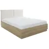 Image de Lit coffre tete textile - TIDY - 140 x 190 cm - Chene / Ecru - Sommier inclus - GAMI