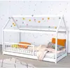 Image de Lit cabane PANDA 90x190 + 1 sommier + barrière /Blanc