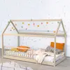 Image de Lit cabane PANDA 90x190 + 1 sommier + barrière /Bois clair