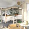 Image de Lit cabane PILOTI 90x190 + 1sommier / Blanc et Bois clair